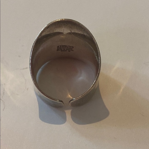 Modern Sterling Silver and pink Shield Ring with Gemstone Accents Adjustable - Picture 5 of 5